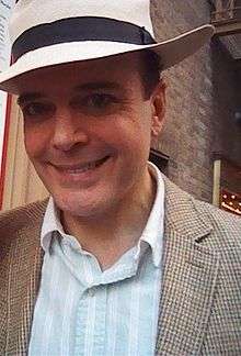 A picture of actor Jefferson Mays outside after a showing of The Gentleman's Guide to Love and Murder'