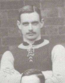 Jimmy Crabtree cropped from the Aston Villa team photo of 1897. Image believed to be in the public domain due to age