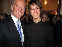 Joe Biden standing next to Charlie Albright