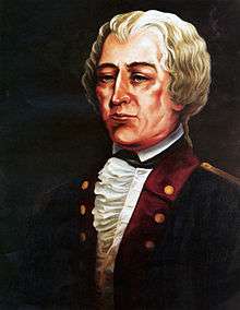 Painting of a middle aged man in a dark civilian coat with a white frilled shirt
