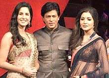 Shah Rukh Khan with Jab Tak Hai Jaan co-stars Katrina Kaif and Anushka Sharma