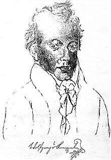 A charcoal self-portrait of Kempelen, with signature.