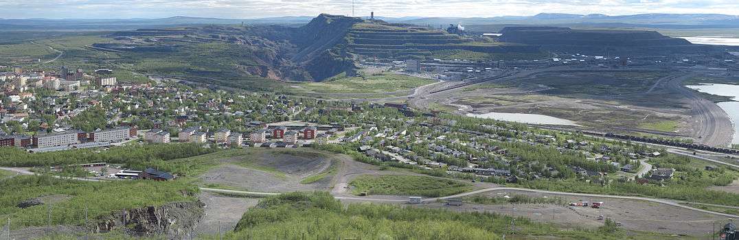 Panoramic view of Kiruna and the iron ore mine.