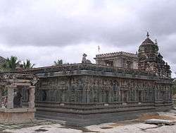 Temple complex under an overcast sky