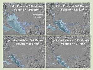  This figure shows four profiles of Lake Lewis at various flood levels. It illustrates that the lake back flooded several valleys in which the Touchet Beds were found.