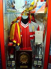 Exhibit of Liverpool F.C. memorabilia from the 1984 European Cup Final