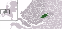 Highlighted position of Molenwaard in a municipal map of South Holland