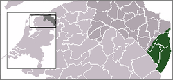 Map of the northern provinces of the Netherlands with an insert of the whole Netherlands