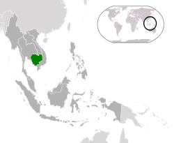 Location of  Cambodia  (green)in ASEAN  (dark grey)  –  [Legend]