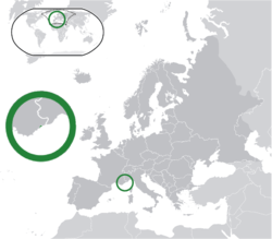 Location of  Monaco  (green)in Europe  (dark grey)  –  [Legend]