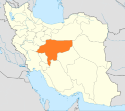 Map of Iran with Esfahan highlighted
