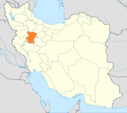 Map of Iran with Hamadan highlighted
