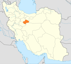 Map of Iran with Qom highlighted