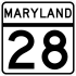 Maryland Route 28 marker
