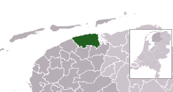 Highlighted position of Dongeradeel in a municipal map of Friesland