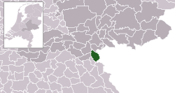 Highlighted position of Groesbeek in a municipal map of Gelderland