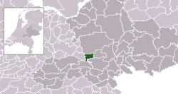 Highlighted position of Wageningen in a municipal map of Gelderland