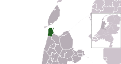 Highlighted position of Den Helder in a municipal map of North Holland