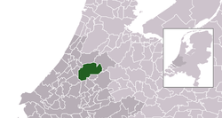 Highlighted position of Alphen aan den Rijn in a municipal map of South Holland