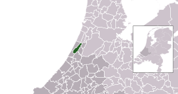 Highlighted position of Noordwijkerhout in a municipal map of South Holland