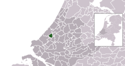 Highlighted position of Rijswijk in a municipal map of South Holland