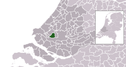 Highlighted position of Vlaardingen in a municipal map of South Holland