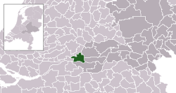 Highlighted position of Lingewaal in a municipal map of Gelderland