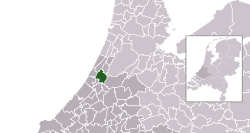 Highlighted position of Teylingen in a municipal map of South Holland