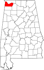 Map of Alabama highlighting Colbert County