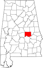 Map of Alabama highlighting Elmore County