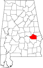 Map of Alabama highlighting Macon County