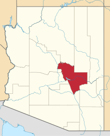 Map of Arizona highlighting Gila County