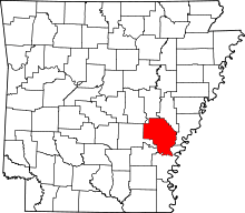 State map highlighting Arkansas County
