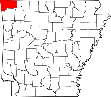 Map of Arkansas highlighting Benton County