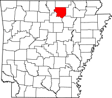Map of Arkansas highlighting Izard County