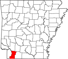 Map of Arkansas highlighting Lafayette County