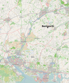 Map of Bentworth in relation to other major towns and cities in southern England