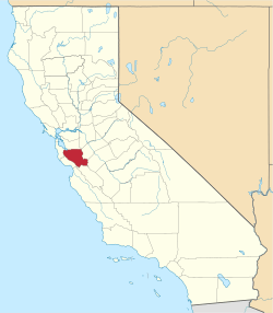 State map highlighting Santa Clara County