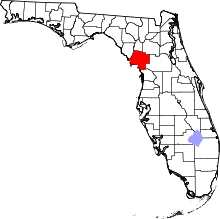 Map of Florida highlighting Levy County