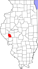 Map of Illinois highlighting Scott County