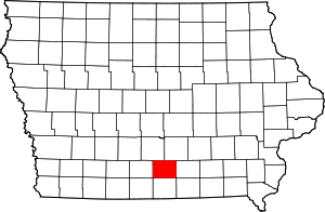Map of Iowa highlighting Lucas County