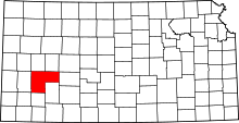 Map of Kansas highlighting Finney County