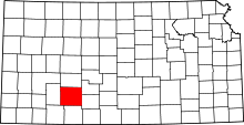 Map of Kansas highlighting Ford County