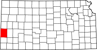 Map of Kansas highlighting Hamilton County