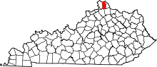 State map highlighting Kenton County