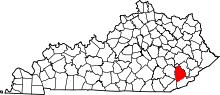 State map highlighting Leslie County