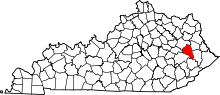 State map highlighting Magoffin County