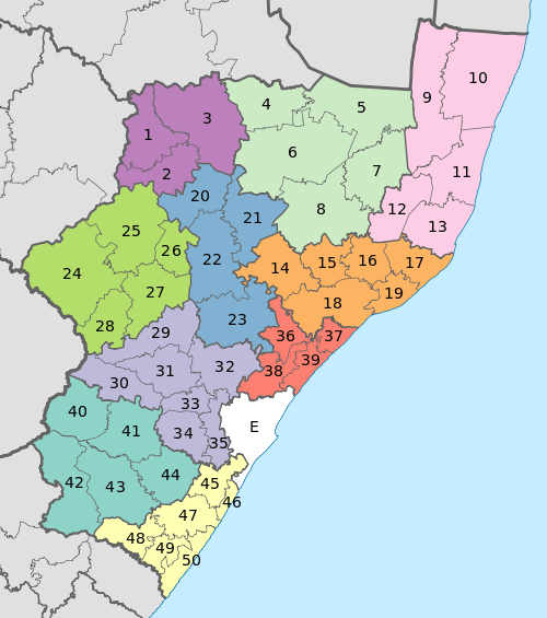Map of the municipalities in KwaZulu-Natal
