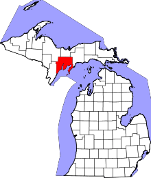 Map of Michigan highlighting Delta County