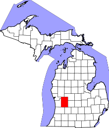 Map of Michigan highlighting Kent County